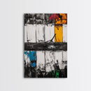 Urban Window, Abstract City Art, Modern Minimalist Wall Decor, Black and White Industrial, Rustic Texture, Canvas Print, Home Office