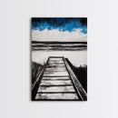 Wooden Path, Beach Walk, Ocean Waves, Framed Canvas Print, Coastal Decor, Minimalist Wall Art, Modern Living Room Art