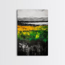 Mountain View, Golden Fields, Lakeside Horizon, Framed Canvas Print, Rustic Landscape, Nature Wall Art, Modern Farmhouse