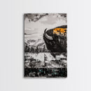 Buffalo Portrait, Western Art, Rustic Cabin Wall Decor, Wildlife Art, Black and White Animal Painting, Nature Scene, Canvas Print