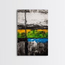 Geometric Landscape, Textured Canvas Print, Bold Wall Art, Modern Home Decor, Minimalist Artwork, Yellow Green Blue Painting