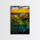 Vibrant Sunset, Golden Horizon, Abstract Landscape, Fall Wall Decor, Textured Nature Art, Framed Canvas Print, Modern Home Art