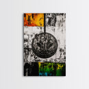 Military Emblem, Abstract, Grunge Art, Symbolic Print, Framed Canvas Print, Office Wall Decor, Patriotic Art, Industrial Style