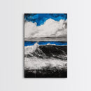 Ocean Wave Painting, Blue Seascape, Modern Coastal Art, Surfing Gift, Large Canvas Print, Beach House Decor, Living Room Wall Art