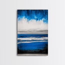 Abstract Seascape, Blue Horizon Art, Minimalist Ocean Painting, Coastal Living Room Decor, Large Framed Canvas Print, Modern Wall Art