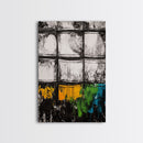 Abstract Windows, Modern Wall Art, Black and White Geometric Print, Industrial Home Decor, Framed Canvas Print, Contemporary Office Art