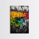 Abstract Swing, Colorful Expressionist Art, Rustic Farmhouse Decor, Unique Framed Canvas Print, Boho Living Room Art, Nature Wall Art