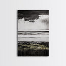 Stormy Beach, Coastal Wall Art, Black White Ocean, Framed Canvas Print, Dramatic Seascape, Nautical Home Decor, Modern Minimalist
