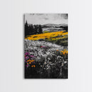 Wildflower Meadow, Mountain Art, Framed Canvas Print, Nature Wall Art, Vibrant Floral Painting, Spring Landscape Art, Living Room Decor