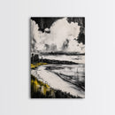 Tranquil Shoreline, Coastal Landscape, Framed Canvas Print, Beach House Wall Art, Ocean View, Minimalist Seascape, Living Room Accent