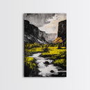Mountain River, National Park Art, Black and White Landscape, Nature Lover Gift, Rustic Home Decor, Adventure Print, Framed Canvas Print