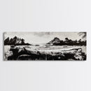 Driftwood Beach, Coastal Landscape, Framed Canvas Print, Black and White Wall Art, Nature Photography Style, Serene Home Decor, Bedroom Art