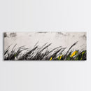 Grassy Field Painting, Minimalist Art, Nature Inspired, Modern Wall Decor, Black and White Art, Framed Canvas Print, Office Wall Art