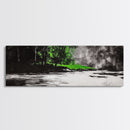 Misty Forest, River Landscape, Green Nature, Framed Canvas Print, Large Wall Art, Nature Wall Decor, Living Room Art, Modern Art