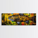 Vibrant Fish Painting, Rustic Fishing Wall Art, Colorful Wildlife Print, Cabin Wall Decor, Nature Canvas Print, Framed Canvas Print