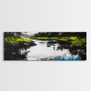 Moody River, Green Forest, Reflective Water, Canvas Print, Nature Wall Art, Tranquil Landscape, Modern Home Decor, Living Room Art