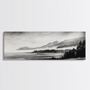 Misty Mountains, Monochrome Landscape, Nature Wall Art, Canvas Print, Scenic Home Decor, Adventure Lover Gift, Black and White Art