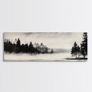 Foggy Forest, Minimalist Landscape, Nature Lover Wall Art, Framed Canvas Print, Calm and Serene Decor, Woodland Theme, Cozy Home Art