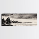 Misty Forest, Black and White Landscape, Minimalist Art, Large Wall Decor, Living Room Wall Art, Framed Canvas Print, Rustic Home Decor