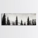 Foggy Pines, Black and White Nature Art, Minimalist Forest Print, Modern Wall Decor, Living Room Wall Art, Framed Canvas Print, Rustic Home Decor