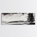 Coastal Landscape Art, Black and White Wall Print, Minimalist Seascape Decor, Modern Beach House Artwork, Canvas Print