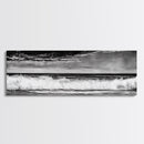Ocean Waves Painting, Black and White Seascape, Coastal Wall Art, Nautical Beach Decor, Modern Minimalist Style, Framed Canvas Print