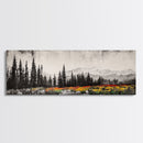 Mountain Landscape, Black and White Wall Art, Modern Nature Print, Rustic Living Room Decor, Autumn Canvas Print, Large Wall Art