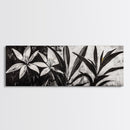 Monochrome Floral, Black and White Flowers, Botanical Wall Art, Minimalist Decor, Framed Canvas Print, Bedroom Art, Modern Aesthetic, Elegant Art