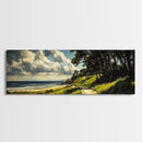 Coastal Path, Ocean View, Beach Landscape, Tranquil Art Print, Blue Green Decor, Relaxing Wall Art, Framed Canvas Print, Housewarming