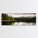 Lake Reflection, Mountain Trees, Framed Canvas Print, Serene Landscape Art, Large Nature Wall Art, Tranquil Home Decor, Bedroom Wall Art