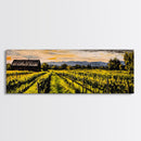 Vineyard Painting, Countryside Art, Framed Canvas Print, Rustic Farmhouse Decor, Landscape Wall Art, Warm Autumn Colors, Dining Room Art