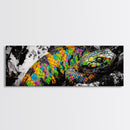 Colorful Snake, Psychedelic Reptile Art, Nature Painting, Wildlife Print, Vibrant Scales, Unique Wall Decor, Framed Canvas Print