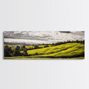 Rolling Hills, Countryside Landscape, Green Fields, Framed Canvas Print, Rural Wall Art, Nature Scene, Pastoral Painting, Home Office Art