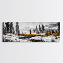 Winter Landscape Art, Snowy Mountain Decor, Modern Rustic Wall Art, Cabin Wall Decor, Nature Print, Framed Canvas Print