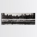 Monochrome Forest, Black and White, Nature Wall Art, Minimalist Landscape, Serene Art, Woodland Scene, Framed Canvas Print, Bedroom Wall Art