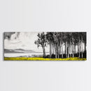 Lakeside Trees, Tranquil Landscape Art, Serene Nature Print, Black White Wall Decor, Peaceful Home Aesthetic, Framed Canvas Print