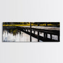 Lakeside Dock, Reflection Art, Serene Water, Framed Canvas Print, Tranquil Nature Scene, Rustic Cabin Decor, Woodland Wall Art, Large Art