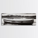 Mountain Reflections, Canoe Art, Wilderness Wall Decor, Canvas Print, Black and White Landscape, Lake House Art, Rustic Cabin Art