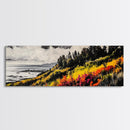 Coastal Landscape, Vibrant Seascape Print, Ocean Sunset Art, Modern Beach House Decor, Colorful Canvas Print, Framed Canvas Print