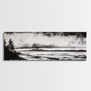 Black White Seascape, Ocean Storm, Dramatic Sky, Framed Canvas Print, Minimalist Art, Coastal Wall Decor, Office Accent, Nautical Home Art