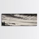 Ocean Waves, Stormy Sky, Dramatic Clouds, Canvas Print, Black and White Landscape, Coastal Wall Art, Living Room Decor, Minimalist Painting
