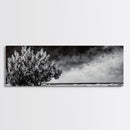 Monochrome Tree Art, Dramatic Nature Painting, Black and White Wall Decor, Minimalist Forest Print, Modern Office Art, Framed Canvas Print