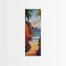 Tropical, Ocean, Pathway, Paradise - Framed Canvas Print, Coastal Landscape Wall Art, Living Room Tropical Decor, Boho Summer Beach Art