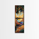 Hammock, Sunset, Relaxation, Trees, Framed Canvas Print, Boho Patio Wall Decor, Summer Vibes, Chill Outdoor Art, Serene Living Room Accent