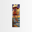 Lifeguard, Tower, Ocean, Surf, Framed Canvas Print, Beach House Wall Art, Coastal Summer Decor, Nautical Living Room Style, Ocean Vibe Art