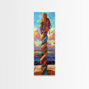 Nautical Rope, Pier, Art – Framed Canvas Print beach house decor, coastal rope wall art, nautical theme, vibrant colors, bathroom wall art