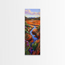 Autumn River, Landscape, Nature Scene Framed Canvas Print, Rustic Fall Art, Living Room Wall Decor, Colorful Country Landscape Painting