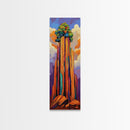 Desert Tower, Colorful Nature – Modern Southwest Wall Art, Cactus Inspired Decor, Framed Canvas Print, Eclectic Living Room Art