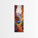 Desert Ocean, Cactus View, Framed Canvas Print, southwestern boho wall art, colorful nature painting, rustic hallway decor, warm earth tones