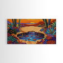 Sunset Cactus, Oasis, Vibrant Desert Canvas Print, Boho Living Room Wall Art, Colorful Sunset Painting, Southwest Style Artwork
